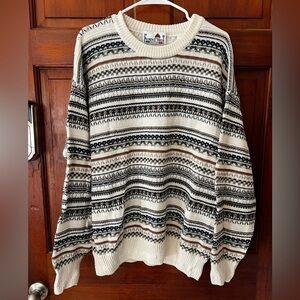 Vintage Florence Tricot Knit Sweater L — Cosby Style / 90s Textured Pattern